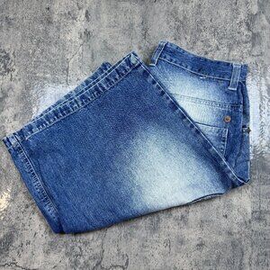 Y2K Raw Blue Heavy Faded Denim Jean Jorts Size 34